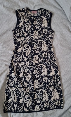 Lanvin Sleeveless Brocade Knit Shift Dress Blue Fonce Size M - Image 1 of 4