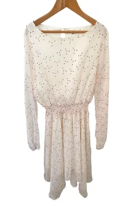 Pavement Girls Party Formal Dress Size 12 Cream Silver Stars Long Sleeve Lined - Picture 1 of 21