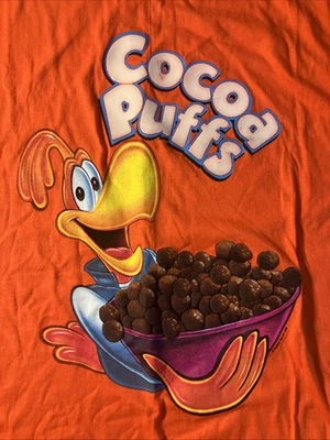 Cocoa Puffs Cereal Adult XL Orange Raised Puffy Letters Hanes HW T-Shirt - Image 1 of 4