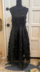 Issue New York Flower Applique Lace Tulle Sequin Gown Dress Formal Classy Medium - Picture 1 of 12