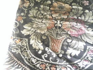 Pair of Antique Scallop Valance Rod Pocket Window Curtain Floral - Picture 1 of 5