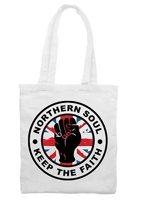TRIBAL T-SHIRTS KEEP THE FAITH UNION JACK SCHULTER \ EINKAUFSTASCHE - Northern Soul Mod Motown