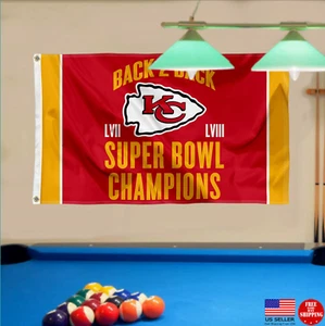 Kansas City Chiefs 2024 Champions 3x5 Flag Banner Back 2 Back Flags - Picture 1 of 7