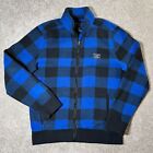 Abercrombie & Fitch Men's Zip Up Blue Plaid Fleece Zip Up Sweatshirt Size Medium
