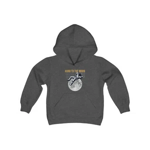 Astronaut Hanging on the Moon Youth Heavy Blend Hooded Sweatshirt - Picture 1 of 33