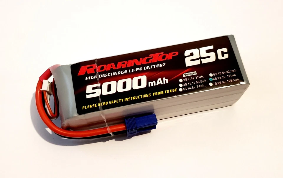 RoaringTop LiPo Battery Pack 25C 5000mAh 6S 22.2V with EC5 Plug - Image 1 of 1