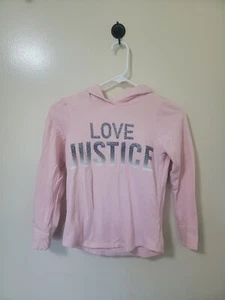 Justice Girls Hoodie Size 8 : Long Sleeve : Pink/Gray Color : Love Justice Logo - Picture 1 of 9