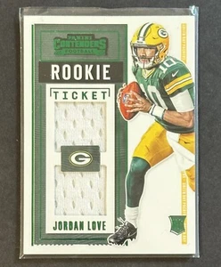 2020 Panini Contenders Jordan Love Rookie Ticket Dual Swatch RC - Green - Picture 1 of 4
