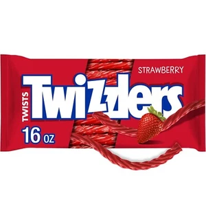 TWIZZLERS Twists Strawberry Flavored Licorice Style, Low Fat Candy Bag, 16 oz - Picture 1 of 7