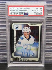 2018-19 O-Pee-Chee OPC Platinum Elias Pettersson Rookie Auto RC #R-EP PSA 10/10