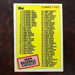 1985 Topps TIFFANY Set BASEBALL CHECKLIST 1-121 #121 ** MINT ** HIGH GRADE ** - Picture 1 of 2
