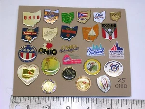 Lot of 23 OHIO Travel & Tourist Souviner Hat Pins, Lapel Pins - State & Cities - Picture 1 of 1