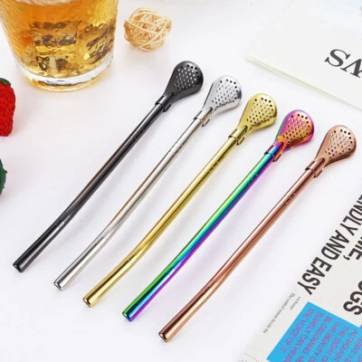 10pcs Yerba Mate Straw Spoon Bombilla Stainless Steel Metal FIlter 18cm Long - Image 1 of 4