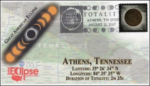 17-224, 2017, Total Solar Eclipse, Athens TN, Event Cover, Pictorial Cancel,  - Picture 1 of 1