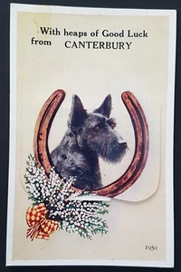 Early CANTERBURY Heaps of Good Luck Scottish Terrier Postcard - Picture 1 of 1