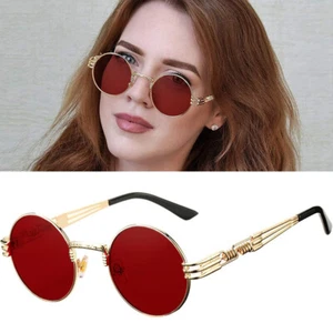 Vintage Round Steampunk Style Sunglasses for Women Men Retro Circle Sun Glasses - Picture 1 of 9