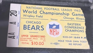 Biglietto calcio 1963 Chicago Bears New York Giants NFL Championship Game Wrigley - Foto 1 di 2
