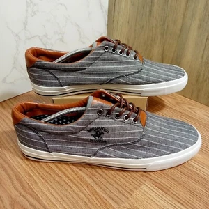 Beverly Hills Polo Club Mens Sz 13 EU 47 BP7105 Lace Up Gray Pinstripe Sneakers - Picture 1 of 10
