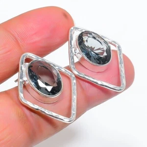 Alexandrite Gemstone 925 Sterling Silver Jewelry Stud Earring Size 1'' - Picture 1 of 1