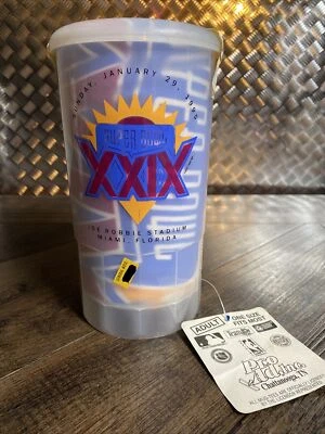 Camisa masculina vintage nova com etiquetas 1995 Super Bowl XXIX carregadores vs 49ers GG e caneca de cerveja - Imagem 1 de 4