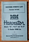 Repair Parts List Nor758e For Minneapolis Moline Harvester Models Gg2 And G3