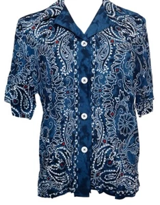 Francesca Rose Kurzarm Oberteil Bluse Shirt Boho L Blau. **Neu mit Etikett** - Bild 1 von 5