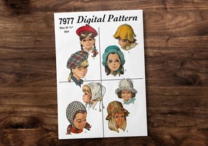 Simplicity 7977 - Vintage Nähmuster Größe 21 3/4 Zoll - *REPRODUKTION* Hut - Bild 1 von 4