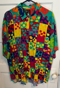 Jams World Abstract Shirt, Looks on front and circles on back, Nice Size XL Rayo
