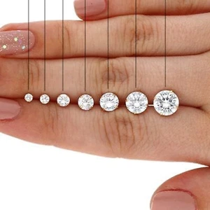 0.2-0.5CTW Natural Diamond 14K White Gold Solitaire Stud Earrings 3mm-4.1mm - Picture 1 of 6