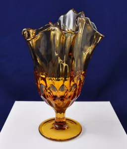 De colección Fenton Art Vidrio Colonial Ámbar Huella Pulgarral Oscuro - Imagen 1 de 8