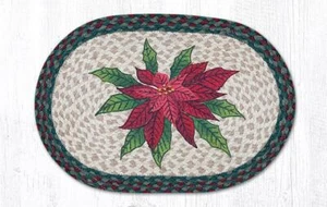 2 manteles/remaches/reloj trenzados de yute ovalados estampados. Alfombras de tierra. POINSETTIA. - Imagen 1 de 1