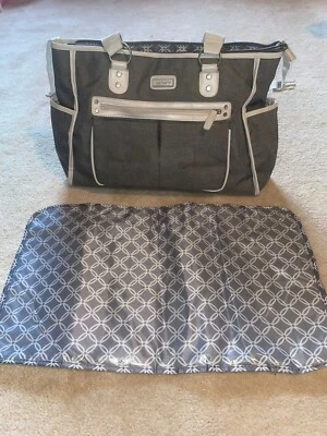 Carter’s large Diaper tote bag Grey & beige With Changing Pad & Stroller Straps - Image 1 of 4