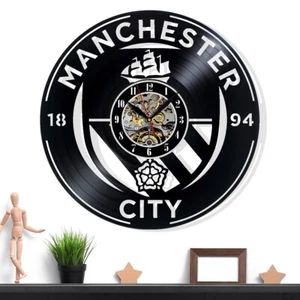 Reloj de pared de vinilo Manchester City - Decoración - Acento único para el hogar - Regalo perfecto - Imagen 1 de 5