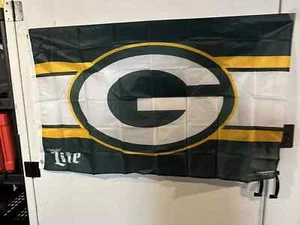 Green Bay Packers X Miller Lite Flag 29” X 48” Banner New Football Man Cave - Picture 1 of 6