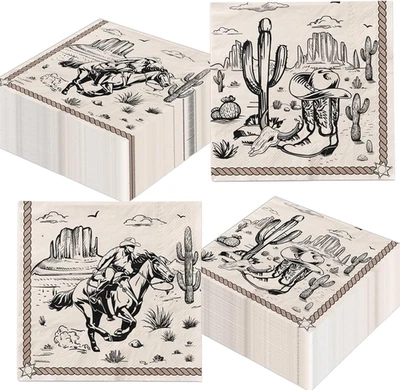 50 piezas Servilletas de Papel Vaquero Decoraciones de Fiesta Occidental Marrón Salvaje Oeste Rodeo Dispo Foto 1 de 4