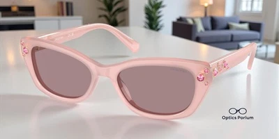 Óculos de sol feminino SWAROVSKI SK6019F 10317N rosa leitoso roxo claro marrom 54 mm - Imagem 1 de 4