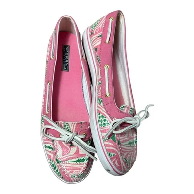 Zapatos de barco Sperry Top Sider para mujer talla 9M rosa floral lentejuelas pajarita ballet Foto 1 de 4