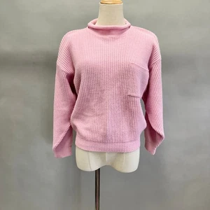 Rosa Trichter Nick Neck eng Zopfmuster 3/4 Ärmel Pullover Gr. Small Medium - Bild 1 von 14