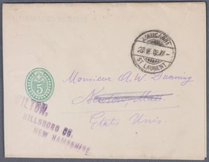 MayfairStamps Switzerland 1908 Lausanne to Newton MA Stationery Wrapper aat_3775 - Picture 1 of 2