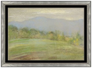 Auténtico paisaje de montaña firmado pintura pastel original Johann Berthelsen - Imagen 1 de 4