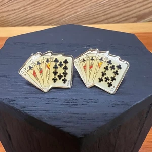 Juego de aretes de póquer vintage Royal Flush traje palos tono plata  - Imagen 1 de 6