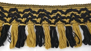 Black Gold 5" Extra Wide Sewing Loop Trim Vintage Boho Decor Retro 5+ Yds - Picture 1 of 2