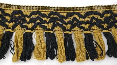 Black Gold 5" Extra Wide Sewing Loop Trim Vintage Boho Decor Retro 5+ Yds - Image 1 of 2