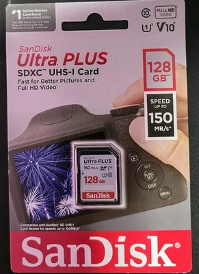 SanDisk Ultra Plus 128GB Class 10 - SDXC UHS-I Memory Card - SDSDUWC-128G-AT6IN - Image 1 of 2