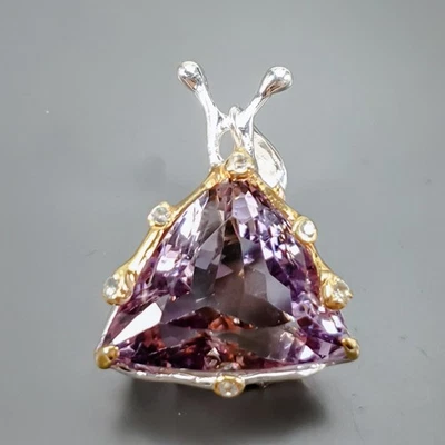 Colgante de amatista natural hecho a mano de 28 quilates + plata de ley 925/NP52348 Foto 1 de 4