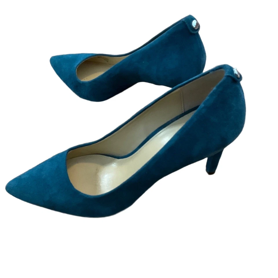Michael Kors Teal Pointed Toe Suede Material Kitten Heel Embellished Heels US 9 - Image 1 of 4
