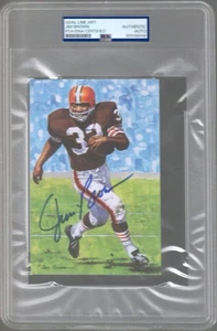 JIM BROWN AUTOGRAPHED HOF GOAL LINE ART CARD       BROWNS       JSA+PSA SLABBED - Picture 1 of 2