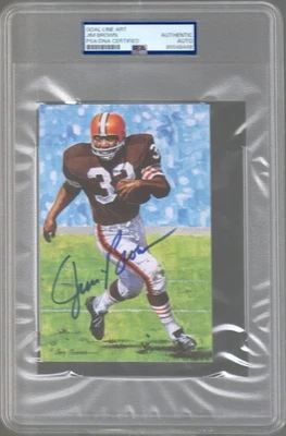 JIM BROWN AUTOGRAPHED HOF GOAL LINE ART CARD       BROWNS       JSA+PSA SLABBED - Image 1 of 2