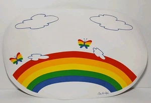 1980er Vintage Regenbogen Tischset Schmetterlinge Tischset Vinyl Placemat LGBTQ Pride - Bild 1 von 13
