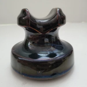 Saddle Top Ceramic Porcelain Threaded Insulator Dark Brown Glaze - Picture 1 of 7
